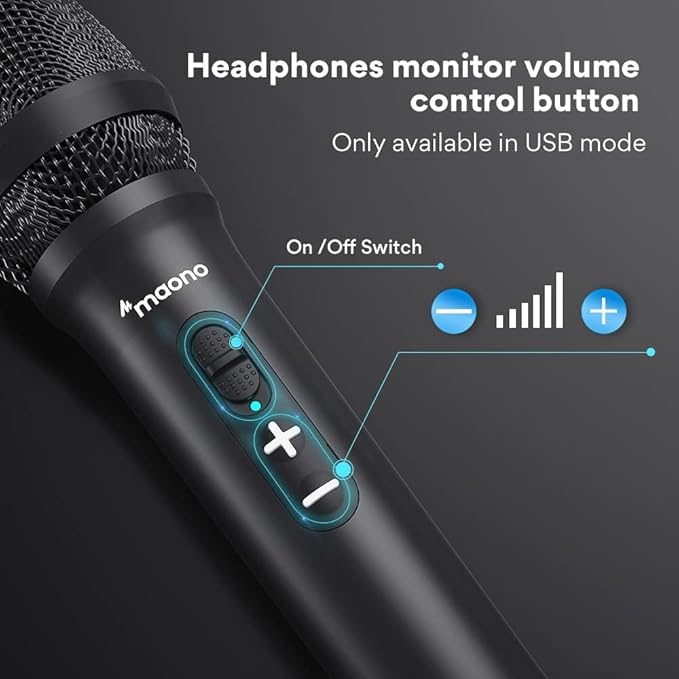 MAONO HD300T USB/XLR Podcast Microphone and MH601 Pro Studio Monitor Headphones