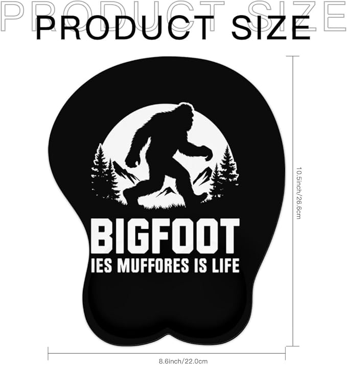 Mousepad Bigfoot Les Muffores is Life Ergonomic Wrist Support Non-Slip Base Mouse Mat with Wrist Rest Computer Mousemat for Desk Work Accessories Pad