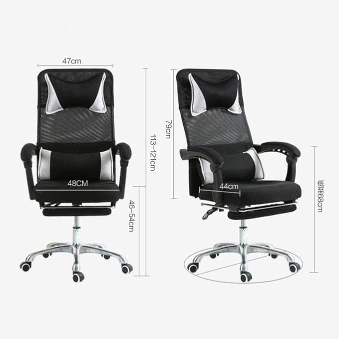 Office Chair Gaming Chair Boss Chair Steel Frame High Back Mesh Swivel Chair with Footrest Recliner Computer Chair Waist Support Seat Chair (Color : F) Needed