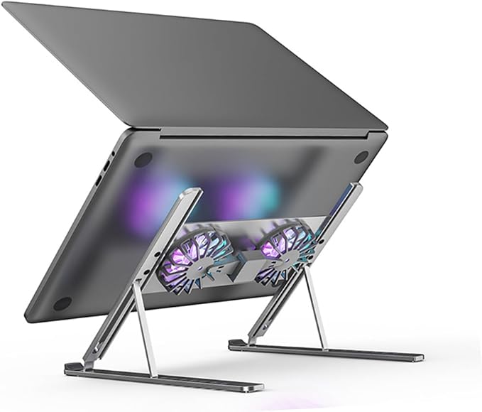 TEHAUX High-Speed Rotation Mute Fan Gear Height Adjustment Protection Gaming Laptop Cooler Stand Led