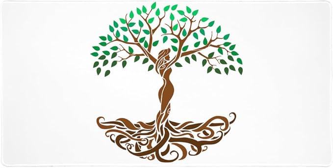 Tree of Life Mother Nature Large Gaming Mouse Pad Desk Mat with Stitched Edges Non-Slip Base for Gamer Home and Office