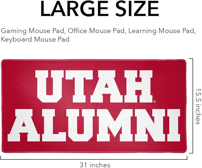 University of Utah Alumni Large Gaming Mouse Pad Desk Mat with Stitched Edges Non-Slip Base for Gamer Home and Office 31.5 x 15.7