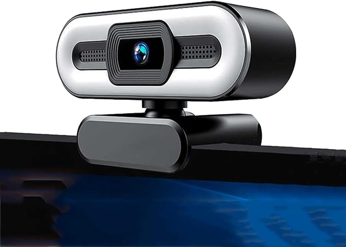 GIZNXBA Webcam with Microphone &amp Three-Level Light USB Computer Camera Plug &amp Play with Auto Light Correction Privacy Cover for PC/Laptop Video Calls Streaming &amp Online Meetings(2K)