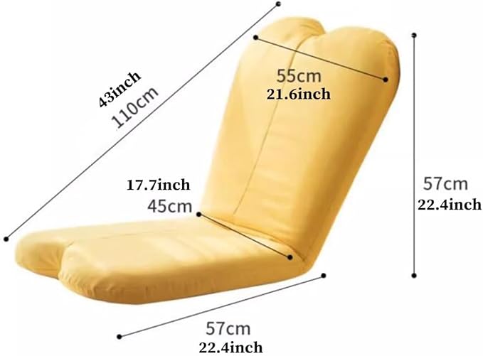 ELEFOCUS Folding Gaming Chair with Back Support 5 Adjustable Positions Lazy Sofa Lounge for Playing Reading Meditating Room Recliner(Yellow)