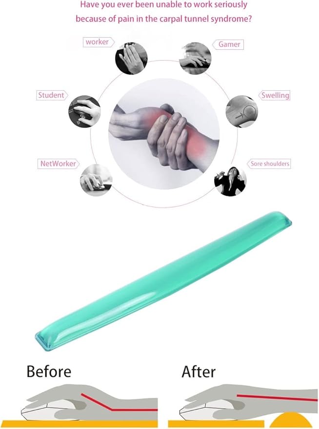 Silicone Gel Keyboard Wrist Rest Set Plus Keyboard &amp Mouse Wrist Support Pad Office Computer Laptop Mac - Durable Comfortable and Pain Relief