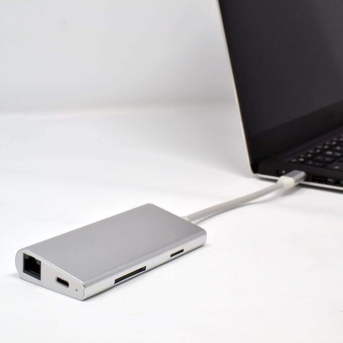 Best USB C Type C Hub 8-in-1 Ethernet 4K HDMI USB 3.0 Adapter for MacBook Pro Laptop