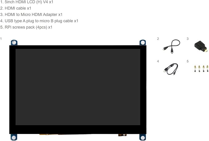 Waveshare 5 Inch HDMI LCD Screen 800x480 TFT Capacitive Touch Screen Display Monitor for Raspberry Pi 4B/3B+/A+/B/2B/B+/A+/Zero W Compatible with Windows 10/8.1/8/7