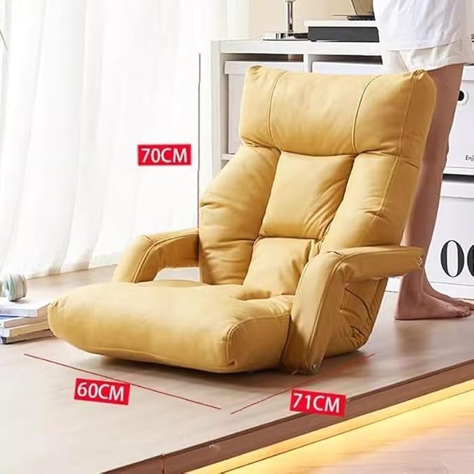ELEFOCUS Convertible Floor Sofa Chair Folding Couch Bed Guest Chaise Lounge with Armrest Adjustable Backrest(B)