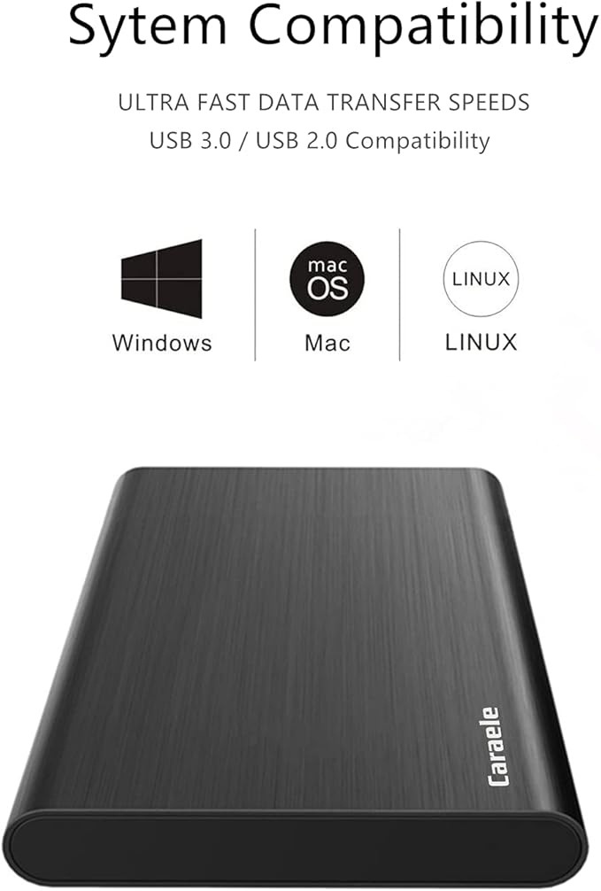 500GB Ultra Slim Portable External Hard Drive USB3.0 HDD Storage Compatible for PC Desktop Laptop MacBook Chromebook Xbox One Xbox 360 PS4 (Black)
