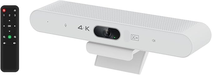 4K All-in-One Video Bar USB Video Conference System 4K 8MP Conference Camera &amp Hi-Fi Speaker &amp 2 Noise-reducing Mics Auto Framing &amp Speaker Tracking 94°FOV Auto Light Correction Plug