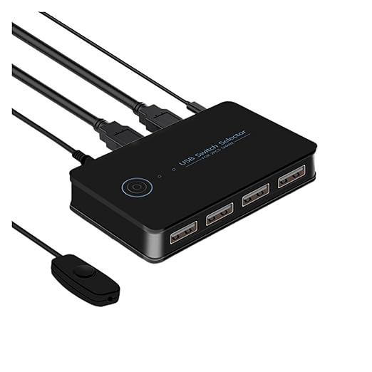KVM USB 3.0 Switch Hotkey Switcher 2 in 4 Out USB Hub Shortcut Key Switch for Keyboard Mouse Printer Shared Controller USB KVM(Hot Key USB3.0)