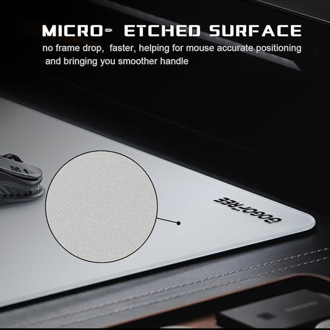 Glass Gaming Mouse Pad Professional Esport Tempered Glass Mouse Pad Ultra-Smooth Micro-Etched Surface for Top Speed and ControlHard Mousepad White (15.7'' x 11.8'')