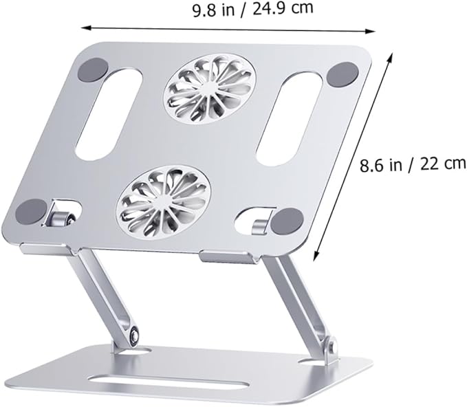 Gadpiparty Adjustable Laptop Cooling Pad with Dual Fans Aluminum Alloy Notebook Cooler Stand for Gaming and Office Use Silver
