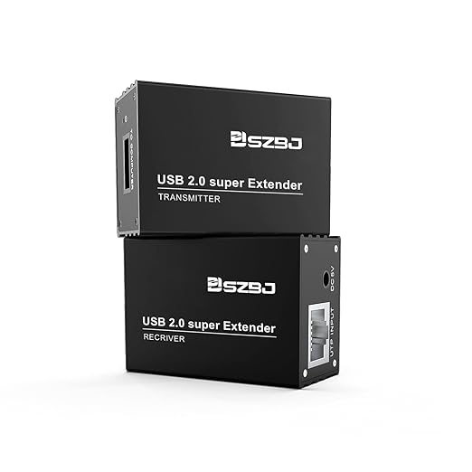 USB Extender Over RJ45 Cat5E/6 up to 230ft Ethernet Cable Extender with Power Adapter with 2 USB2.0 Output - Full USB 2.0 Support for Keyboard DongleMouse Webcam and All Operating System 102