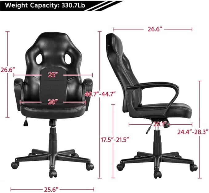 Office Chair Gaming Chair Computer Chair Adjustable Swivel Artificial Leather Gaming Chair Black