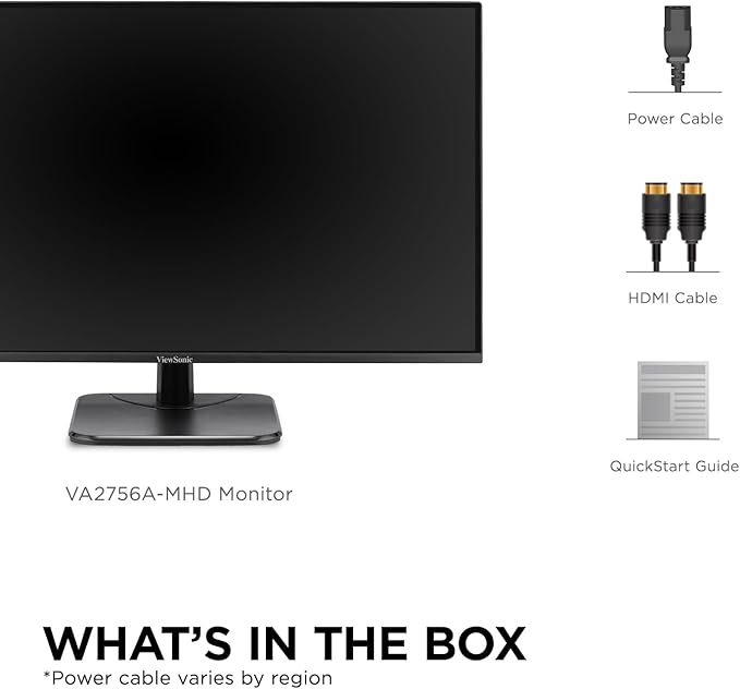 ViewSonic VA2756A-MHD 27 Inch IPS 1080p Monitor with 120Hz Eye Care HDMI DisplayPort and VGA Inputs for Home and Office