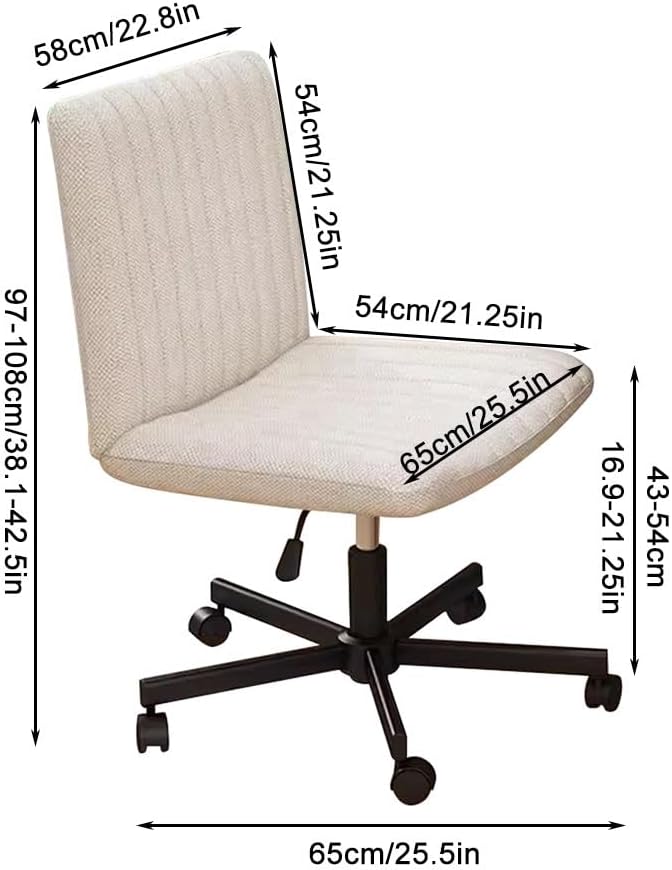YCKEGEW Faux Leather Computer Chair Lift Swivel Chair Desk Study Chair Girls Comfortable Bedroom Chairs for Student ReadRolling Task Chair Easy Assemble(Milk Whitewith Armrest)