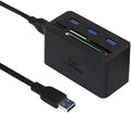 Kingwin USB HUB Adapter w/ Memory Card Reader Writer &amp USB 3.0 HUB Combo - Supports High Speed SD MS Micro M2 CF Card Reader For Macbook Laptop Desktop - Includes USB Cable 5 Gbps Speed Black