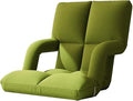 Folding Floor Chair with Back Support Adjust Lay Flat Recliner Folding Floor Gaming Chair Japanese Floor Chair Foldable Ergonomic Single Sofa Seat for Living Room Bedroom(/Green A)