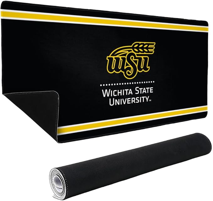 Wichita State Shockers Primary Logo Stripes Large Gaming Mouse Pad Desk Mat with Stitched Edges Non-Slip Base for Gamer Home and Office 31.5 x 15.7