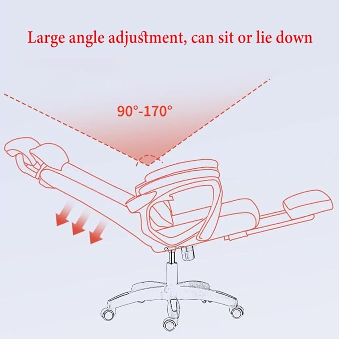 GIZNXBA Computer Chair with Foot Rest Adjustable Height Gaming Chair for Adults Home Office Chair Ergonomic Desk Chair with Headrest High Back Swivel Task Chair Lumbar Support (Color : /Black)