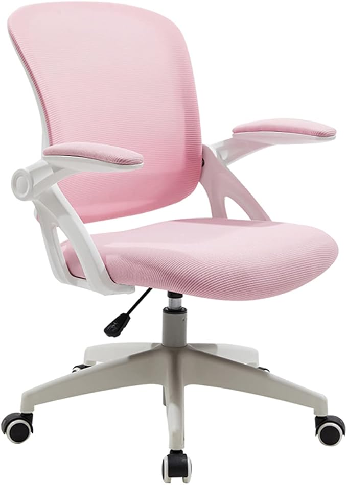 Mlaea Girl Bedroom Dressing Chair Breathable Desk Chair with Rolling Wheels Gaming Chair for Home Office Study(Size:47 * 45 * 85-95CMColor:Pink)
