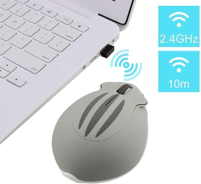 CHUYI 1 Pack Cute Hamster Shaped Wireless Optical Mouse Grey Color and 1 Pack Panda Shape Wired Mouse for Computer Laptop