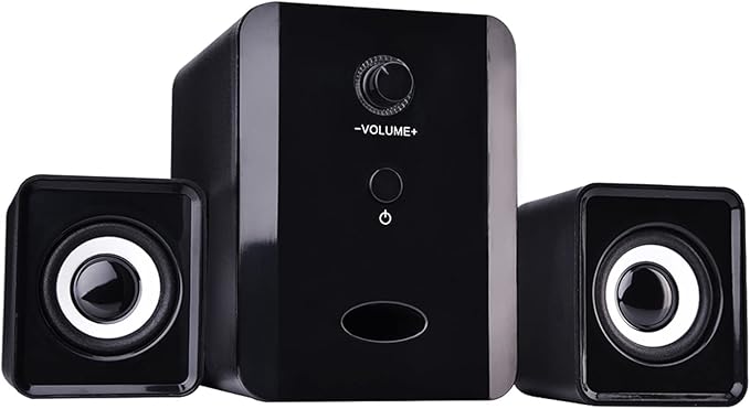 Surround Computer Speakers Mini Multimedia Speaker System with USB Wired Bass Stereo Music Player for Music Movies Gaming for PCs Laptops DVDs TVs Tablets Black