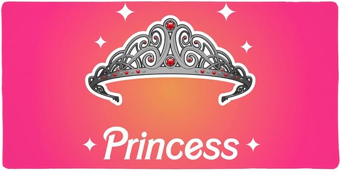 Princess Crown Tiara Pink Background Large Gaming Mouse Pad Desk Mat with Stitched Edges Non-Slip Base
