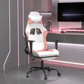Gaming Chair with FootrestFaux Leather Computer Game ChairOffice ChairErgonomic Desk Chair PC Gaming Chair for Adults Teens(White&ampPink)