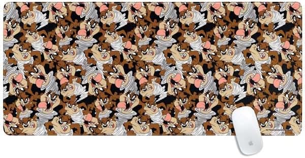 Skinit Extra Large Gaming Mouse Pad - Officially Licensed Taz Super Sized Pattern Design with Stitched Edges Waterproof Non-Slip Rubber Base Desk Mat for Keyboard &amp Mouse 35.75 x 15.4 inches