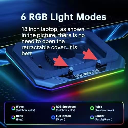 Cooling Pad for Dell Alienware m17 m16 m15 x17 x16 x15 x14 Area-51m 14-17 inch Gaming LaptopCooler it is Undoubtedly The King of Heat Dissipation with Powerful Turbo Fan6 RGB Light ModeTouch Start