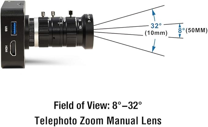MOKOSE 4K HDMI Industry Camera C/CS-Mount Teaching Webcam with 10-50MM Telephoto Zoom Manual Lens
