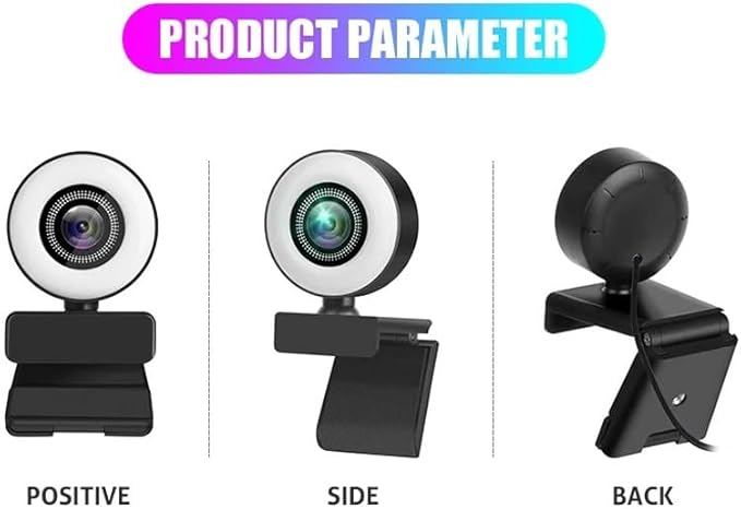 Webcam with Fill Light Laptop PC Computer Live Broadcast Camera Video Web Microphone Cam