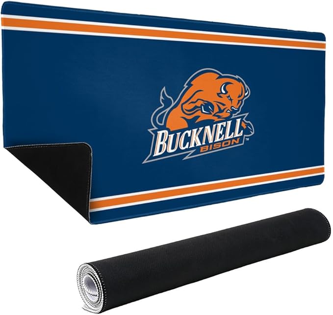 Bucknell University Bison Primary Logo Stripes Large Gaming Mouse Pad Desk Mat with Stitched Edges Non-Slip Base for Gamer Home and Office 31.5 x 15.7