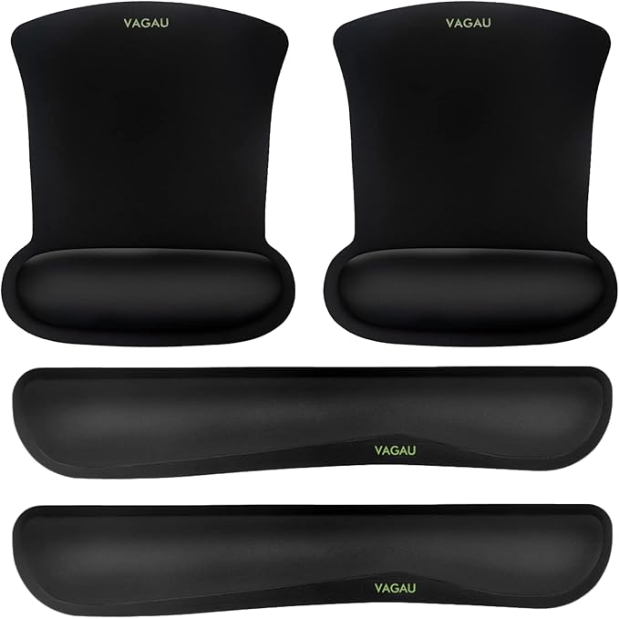 VAGAU Premium Keyboard Wrist Rest and Mouse Pad Wrist Support Ergonomic Memory Foam Set for Office Laptop Mac Computer and Gaming Comfortable Typing &ampWrist Pain Relief (2 Pack)