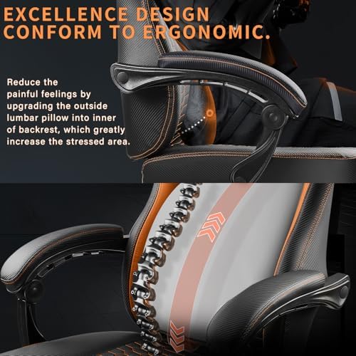 Gaming Chair 400lb Weight Capacity Ergonomic Video Game Chair with Footrest Racing Style Computer Chair with Headrest and Lumbar Support