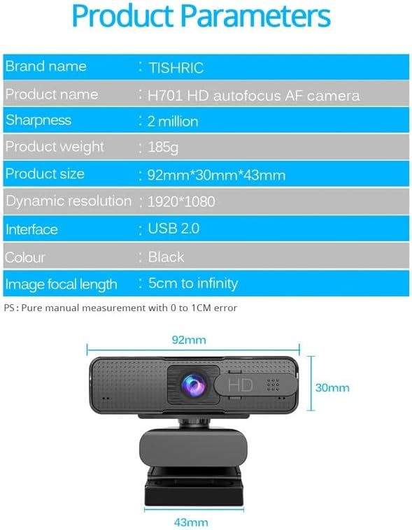 Webcam 1080p Cover Web Camera with Microphone for Computer Video Calling