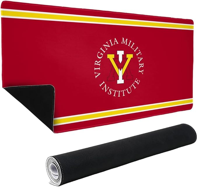 Virginia Military Institute VMI Keydets Primary Logo Stripes Large Gaming Mouse Pad Desk Mat with Stitched Edges Non-Slip Base for Gamer Home and Office 31.5 x 15.7