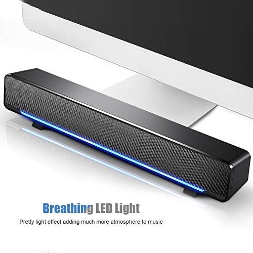 YaizK Mini Portable USB Wired soundbar Music Player Bass Surround Soundbox Speaker with 3.5 mm Audio Plug for Desktop Laptop TV Smartphone Tablet PC MP3 MP4 and More(Black)