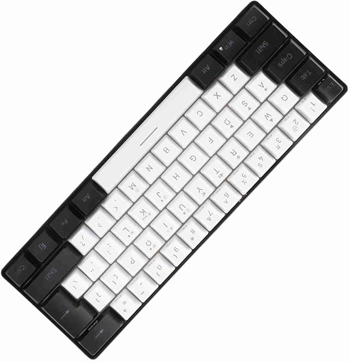 Brrnoo 61-Key Ergonomic Mechanical Gaming Keyboard with RGB LED Backlight Wired Keyboard for PC Office Use White
