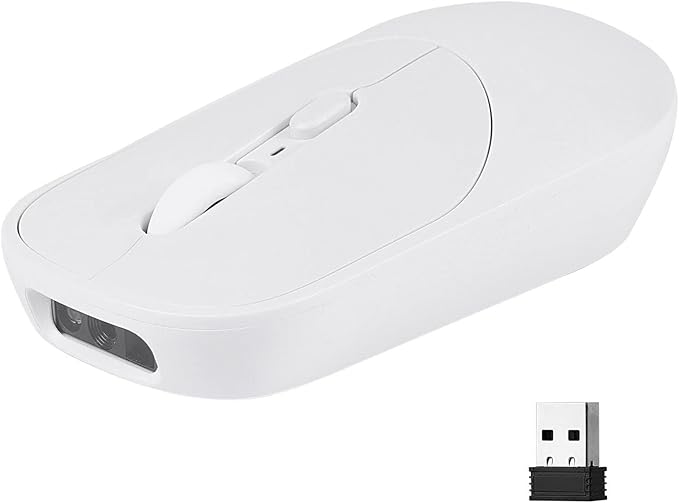 New Wireless Mouse Barcode Scanner 2-in-1 Design 2D Handheld Barcode Scanner with Wireless Mouse Functions for POS SystemStoreSupermarket Warehouse.(White)