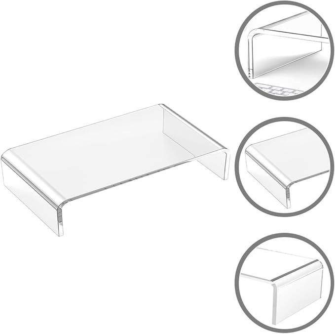 Acrylic Monitor Stand Small Computer Heightening Riser with Neck Support Office Laptop Base for Desk Workstation