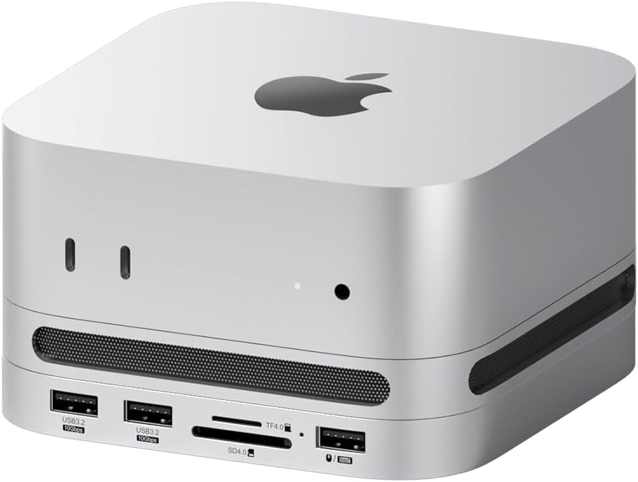 Hagibis Mac mini M4 Hub with M.2 SSD Enclosure &amp Dustproof Stand USB-C Docking Station with M.2 NVMe SSD Case SD4.0 Micro SD 4.0 10Gbps USB3.2 for Mac mini M4 Pro (MC65)