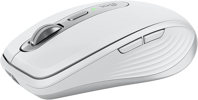 Logitech MX Anywhere 3S Compact Wireless Mouse Fast Scrolling 8K DPI Any-Surface Tracking Quiet Clicks Programmable Buttons USB C Bluetooth Windows PC Linux Chrome Mac - Pale Grey