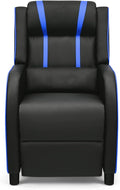 8AM Office Gaming Massage Recliner Sofa Ergonomic PU Leather Gaming Recliner Sofa with Footrest Lumber Support Side Pouch &amp Remote Control for Gaming Living Room Theater (Blue)