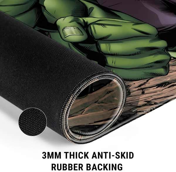 Skinit Medium Gaming Mouse Pad - Officially Licensed Hulk Design with Stitched Edges Waterproof Non-Slip Rubber Base Desk Mat for Keyboard &amp Mouse 17.7 x 15.75 inches