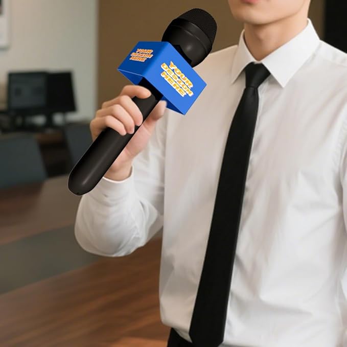 Custom Microphone Logo Box Compatible with RE50/B mic Personalize Omnidirectional Dynamic Microphone Flag (Blue Square)