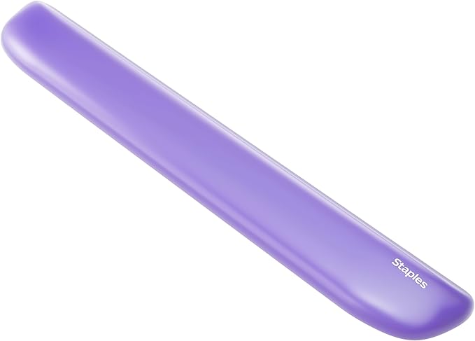 STAPLES Gel Keyboard Wrist Rest Ergonomic Non‑Slip Wrist Support Cushion for Comfortable Typing Durable Gel‑Filled Design Purple Crystal