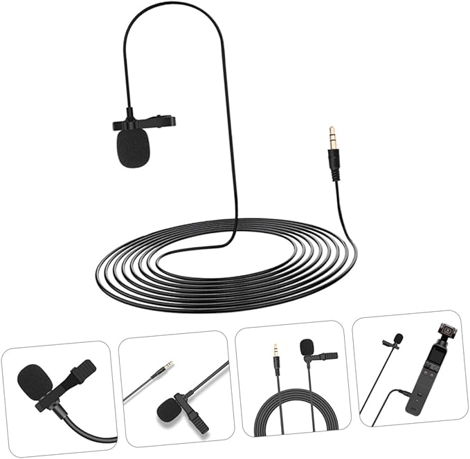 Angoily 3pcs Lavalier Microphone Compatible Pocket Clip Mic for Vlogging Live Streaming Gaming High Sensitivity Capacitor Mic Sturdy Collar Clip